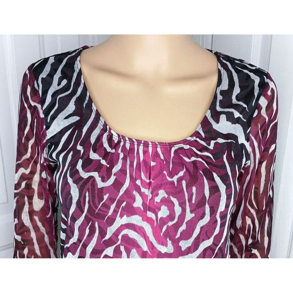 Chicos Women's size US 4/Small Zebra Sheer Lightweight Casual Retro Tunic Blouse - Picture 2 of 7